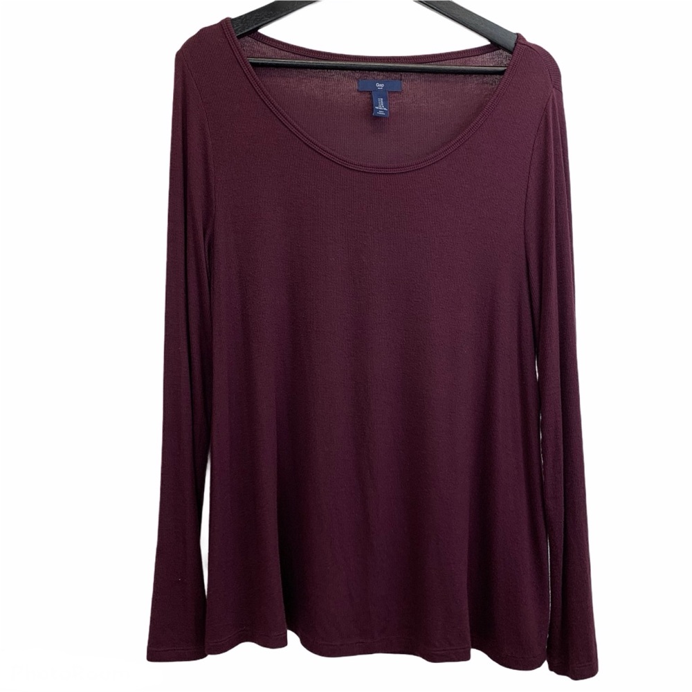 Gap Ribbed Swing Vamp Red Long Sleeve Tee T-Shirt